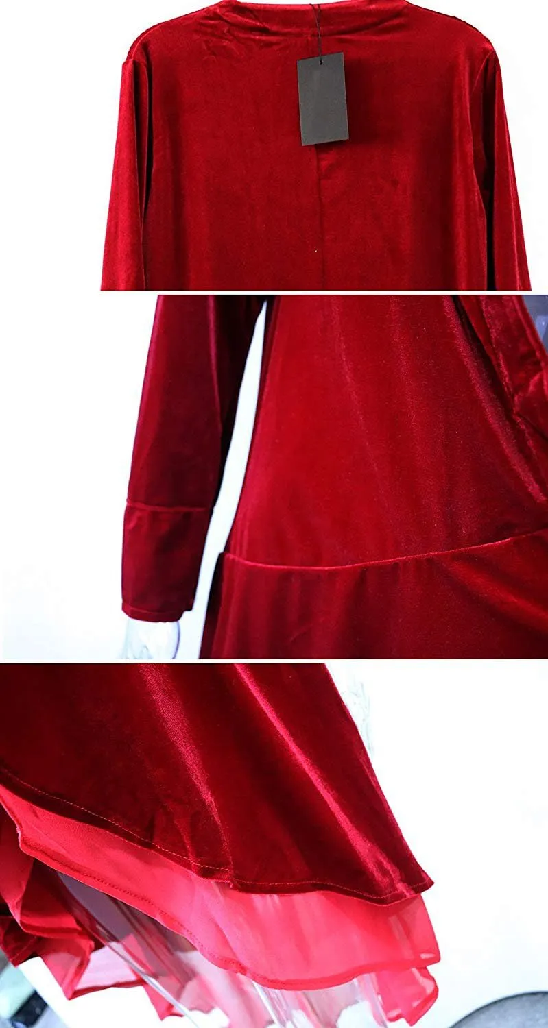 Women Ruffled Asymmetric Long Velvet Blazers Coat Casual Jackets