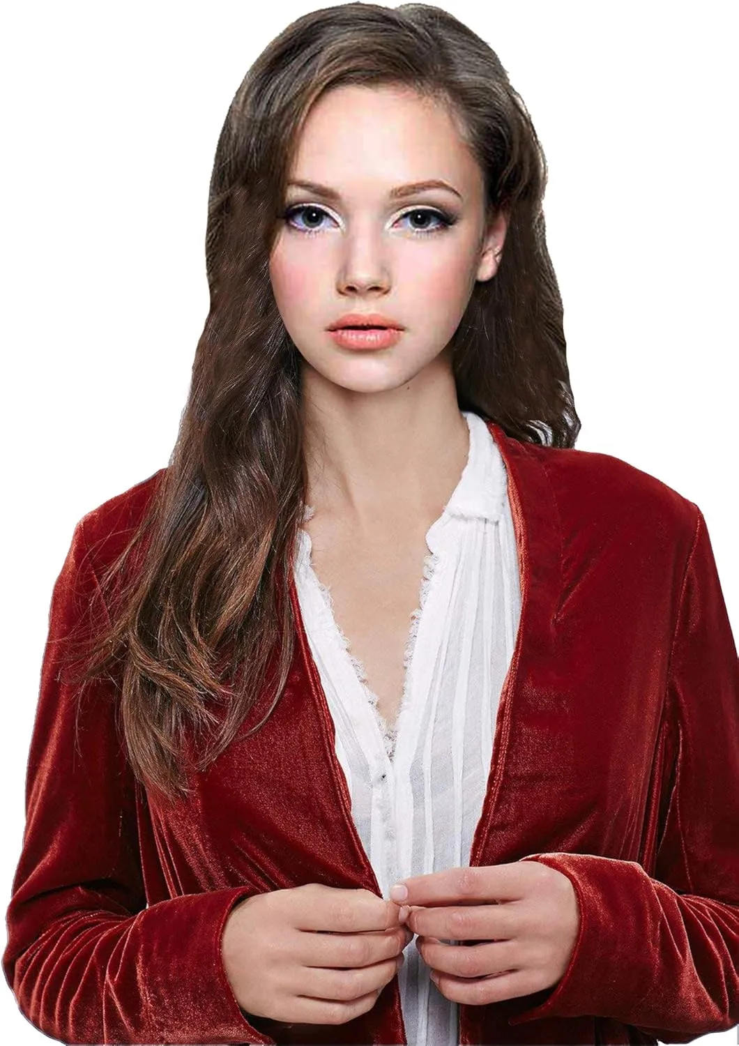 Women Ruffled Asymmetric Long Velvet Blazers Coat Casual Jackets