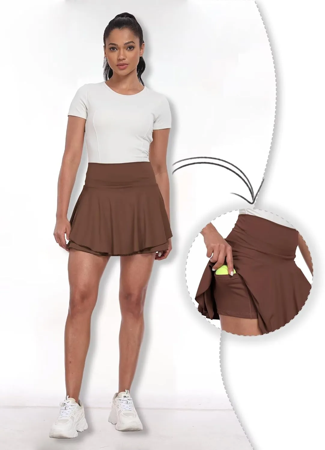 Womens High Waisted Pleated Skirt Ruffled Tennis Skirts Pickleball Golf Skater Cheer Skorts with Shorts Pockets